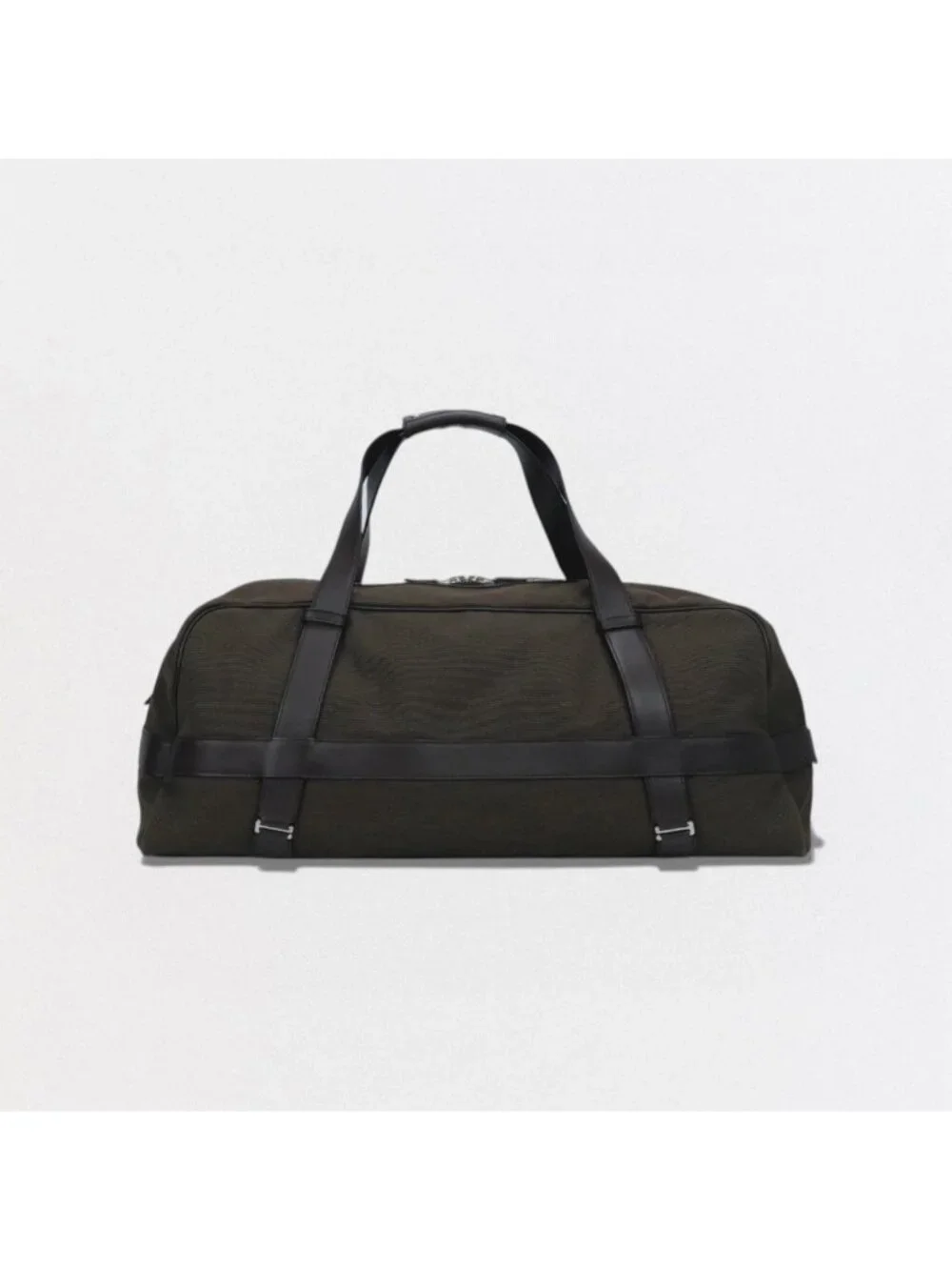 Hermes Allion 60 Boston Bag Toile H Leather Brown Khaki Green Silver 2-Way